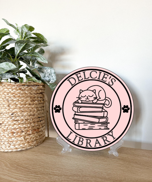 Cat Library Sign